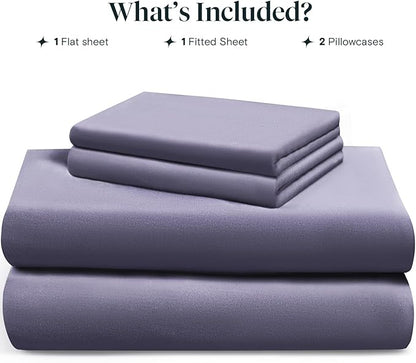 LuxClub Queen Sheet Set, 100% Rayon Derived from Bamboo Cooling Sheets, Breathable & Soft Deep Pocket Up to 16", Hotel Luxury Silky Sheets Queen Size, Light Grey