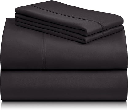 LuxClub 4 PC California King Sheet Set, Deep Pockets Wrinkle Free Cooling Bed Sheets Hotel Bedding for Women, Men, Includes 1 Fitted Sheet, 1 Flat Sheet and 2 Pillowcases-Black