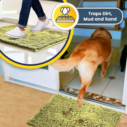 Muddy Mat® | Super Absorbent Door Mat Indoor, Microfiber Quick Dry Chenille Entryway Rug, Non-Slip Front Door Mat, Indoor Mats for Entryway, Machine Washable Pet Rug, Yellow 24"x35"