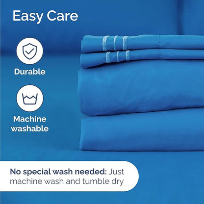 Twin Size 3 Piece Sheet Set - Comfy Breathable & Cooling Bed Sheets Set - Hotel Luxury Bedding for Women, Men, Kids, Teens, Boys & Girls - Deep Pockets, Soft and Wrinkle Free - Oeko-Tex - Royal Blue