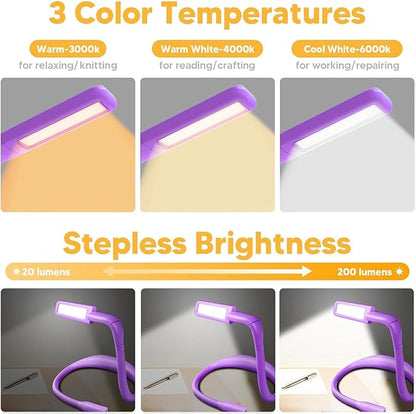 Neck Reading Lamp Purple Gifts For Women Book Lovers Knitting Crochet Accessories, Stocking Stuffers Christmas Birthday Present For Mom Wife Grandma Bible Readers Knitters Quilting Sewing Supplies