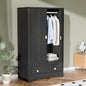 VINGLI Armoire Wardrobe Closet with Doors, 38" W Armoire Wardrobe Cabinet with Drawers and Hanging Rod, Black Wood Bedroom Armoires, 21" D x 38" W x 65" H