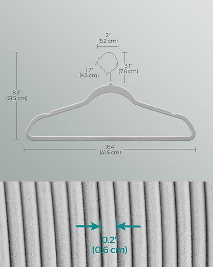 SONGMICS Velvet Hangers 60 Pack, Non-Slip Clothes Hangers with Silver-Colored Swivel Hooks, Slim Space-Saving for Closet, Heavy-Duty, Dove Gray UCRF036GD02S