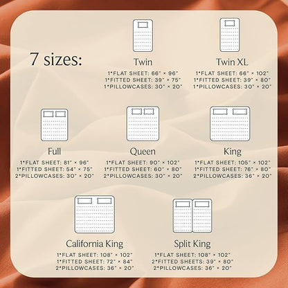 LuxClub 4 PC King Sheet Set, Deep Pockets Wrinkle Free Cooling Bed Sheets Hotel Bedding for Women, Men, Includes 1 Fitted Sheet, 1 Flat Sheet and 2 Pillowcases-Silky Soft Autumn Orange