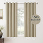 ChrisDowa 100% Blackout Tan Solid Curtains 63 Inches Long 2 Panels for Bedroom Living Room,Farmhouse Room Darkening Thermal Insulated Soundproof Grommet Top Window Treatment Drapes,52x63