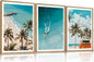LHIUEM Large Nature Surfboard Beach Framed Canvas Wall Art,Summer Ocean Surfing Wall Decor,Palm Trees Wall Painting,Modern Picture Artwork for Living Room,Bedroom,Dining Room,Office -16"x24"x3