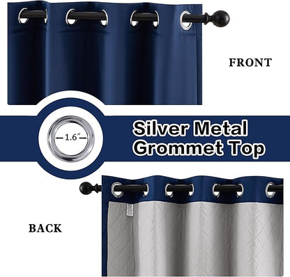 Soundproof 3 Layers Curtains Thermal Insulated Heavy Curtains 96 Inch Length 100% Blackout Grommet Soundproof Curtains for a Cozy and Quiet Bedroom Navy Blue 1 Panel 50x96 Inch