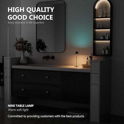 Modern LED Color-Changing Cordless Table lamp, 7 Colors, metal Shade, Touch control with sleep mode for Restaurant, Bedroom, Outdoor Camping, Coffee Shop, Night Light, Rechargeable (Black 1pack)