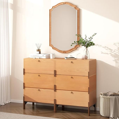 Stackable 3 Drawers Dresser, Customizable Chest of Drawers for Bedroom, Living Room, Dormitory, Easy Assembly Wood Furniture Cabinet, 24 inch Width Beech and Basswood Color Combo