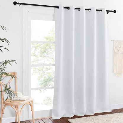 NICETOWN Greyish White Sliding Door Curtain 118 inch Length, Grommet Room Darkening Thermal Curtain Extra Long Sound Dampening for Living Room/Bedroom, W66 x L118, 1 Panel