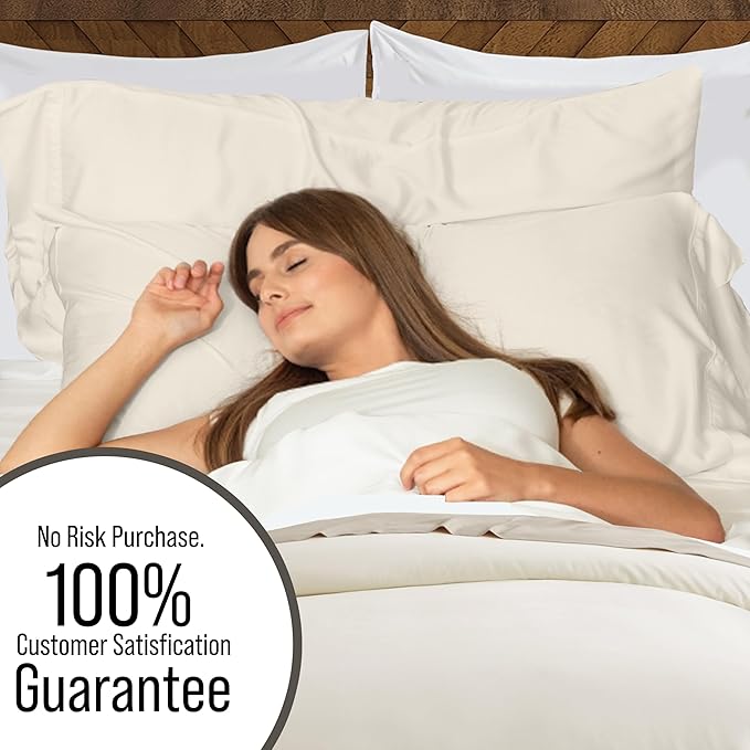 Bella Coterie Luxury Bamboo Viscose Queen Size Duvet Cover Set | 100% Organically Grown | Corner Ties | Ultra Soft | Cooling | Two Pillow Shams | 90 x 94 | No Insert [Ivory]