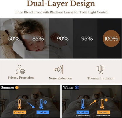 Plaid Pinch Pleated Curtains - Modern Luxury Linen Buffalo Blackout Drapes, Thermal Insulated Double Layer Window Panels for Living Room Bedroom, 102 Inches Long Brown 2 Panels Set
