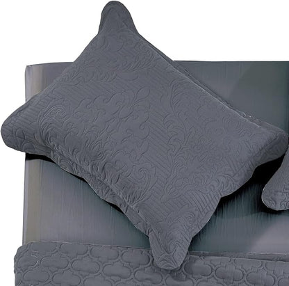 CHIXIN Microfiber Standard Pillow Shams Set of 2 - Decorative Pillow Covers - Dark Grey - Size (20" x 26")