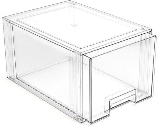 BINO | Stackable Storage Drawers, Tall Large - Clear | THE CRATE COLLECTION | Storage Bins With Drawers | Bathroom Organizers | Under Sink Organizer | Vanity Cabinet Home Organization