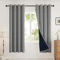 100% Blackout Curtains for Bedroom, Thermal Insulated Curtains 63 Inch Length Curtain 2 Panels, Soft Farmhouse Linen-Look Textured Full Light Blocking Room Darkening Drapes, W52xL63, Grey