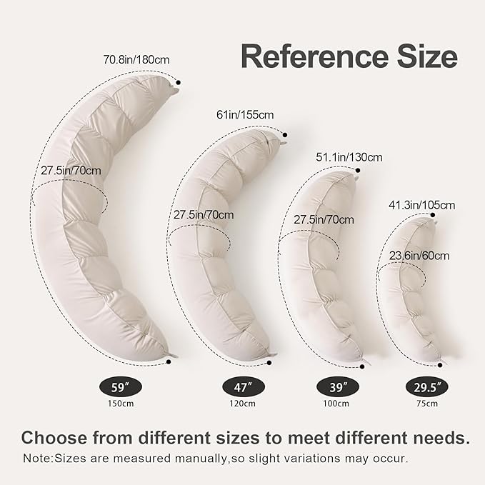 Peallow(Pat. Pend) – Long Round Body Pillow for Adults, Bolster Pillow for Sleeping, Soft and Supportive Pillow for Sleeping & Lumbar Support (Misty White, 29.5")