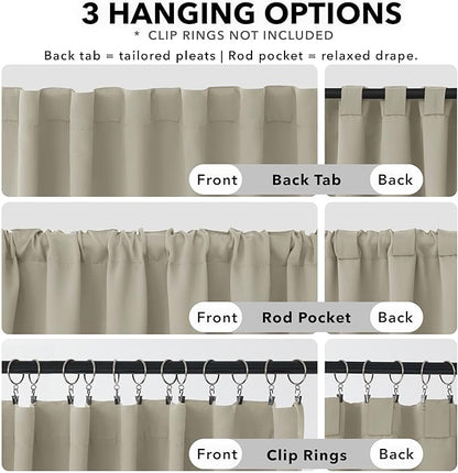 Deconovo Blackout Curtains, Thermal Insulated, W42 x L54 2 Panels, Back Tab, Machine Washable, Room-Darkening Drapes for Bedroom/Living Room Light Beige