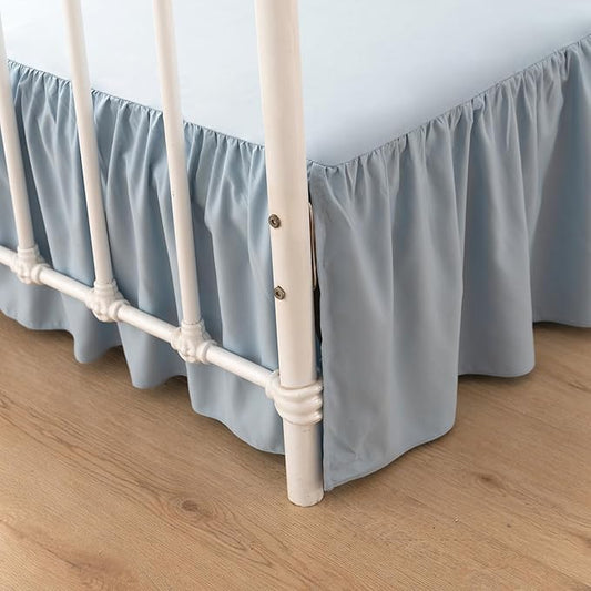 Bed Skirt Full Size Ruffled Bed Skirt with Split Corners, 14 Inch Drop Dust Ruffle Bed Skirts with Platform, Gathered Style, 100% Microfiber, Grayish Blue