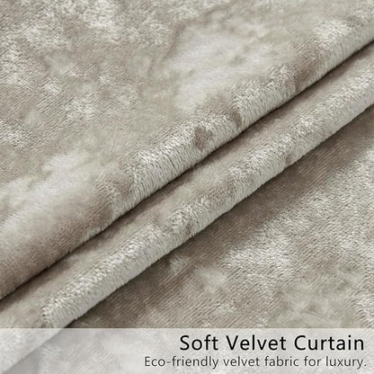 SMILETIME Ivory White Crushed Velvet Curtains 52x84 inch Luxurious Thermal Insulated Soundproof Drapes for Living Room Bedroom Office Soft and Durable Light-Filtering Window Treatments, 2 Panels