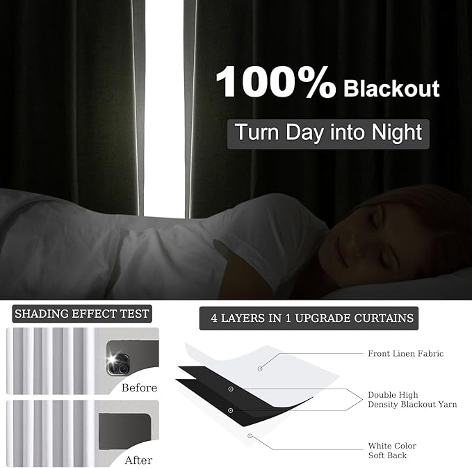 Topfinel 120 Inches Long Extra Long White Linen Curtains for Living Room,100 Percent Blackout Floor to Ceiling Pinched Pleated Boho Insulating Drapes 2 Panels for Track System,10 FT Bay Window