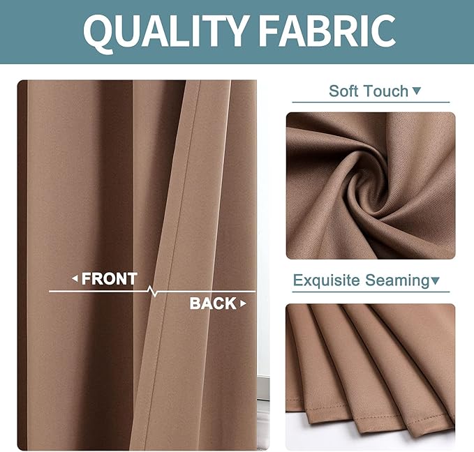 ChrisDowa Room Darkening Curtains 108 Inches Long 2 Panels Set for Living Room, Grommet Thermal Insulated Blackout Curtains for Bedroom (Cappuccino, 52 x 108 Inch)