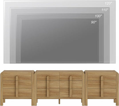 WAMPAT 3 Piece Bedroom Dresser Set, 110.2" Wide 12 Drawers Wood Dresser, Mid-Century Modern Storage Chest with Curved Handles for Bedroom, Living Room (Light Walnut)