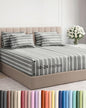 Extra Deep Split King Sheet Set - 7 Piece Breathable & Cooling Sheets - Hotel Luxury Bed Sheets Set - Easy Fit - Soft, Wrinkle Free & Comfy Sheets Set - Grey Striped Sheet Set w/Extra Deep Pockets