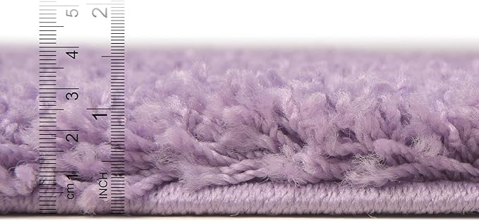 Unique Loom Solid Shag Collection Area Rug (4' 1" Round, Lilac)