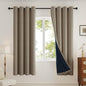 100% Blackout Curtains 72 inch Length 2 Panels Set for Dining Room Master Room, Thick Soft Linen-Look Textured Full Light Blocking Room Darkening Thermal Insulated Drapes (W52xL72, Taupe)