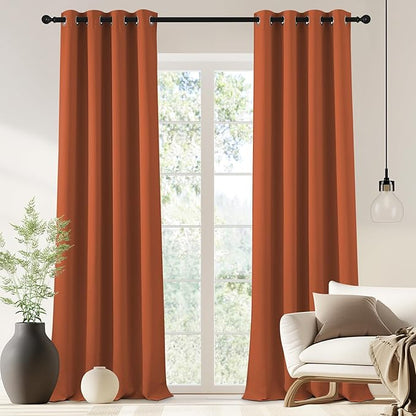 NICETOWN Blackout Drapery Curtain Panel 90 inches Long - Window Treatment Thermal Insulated Grommet Blackout Curtain/Drape for Bedroom Living Room (Burnt Orange, 1 Panel, 46 by 90 inches)