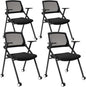 Home Office Chair Set of 4 Adjustable Armrest Ergonomic Mid-Back Breathable Mesh Foldable Conference Reception Chairs for School Waiting Room Small Space