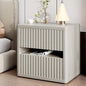 Dripex Fluted Nightstand with 2 Drawers, Large Wide Wood Night Stand Bedside Table for Bedroom, Mid-Century Modern Storage Bed Side Table, End Table for Living Room Sofa Couch, Gray Oak