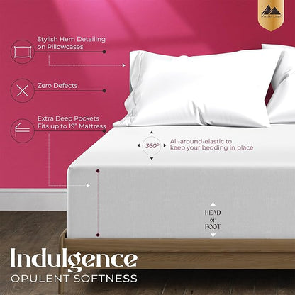 Mayfair Linen 100% Egyptian Cotton Sheets California King Size - 1200 Thread Count 4 PC Cal King Sheets Egyptian Cotton, Soft, Cooling Sateen Sheet, High Thread Count Sheet California King - White