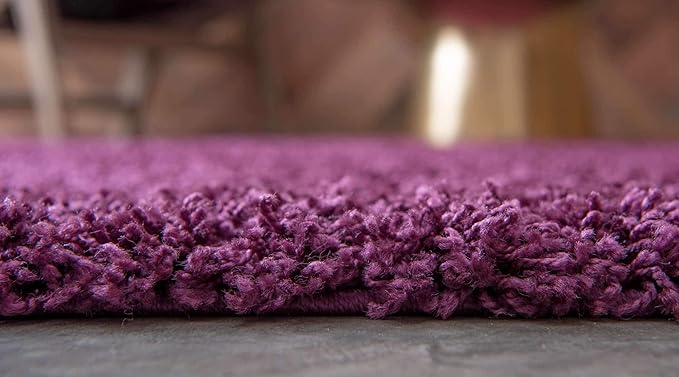 Unique Loom Solid Shag Collection Area Rug (5' 1" x 8' Rectangle Eggplant Purple)