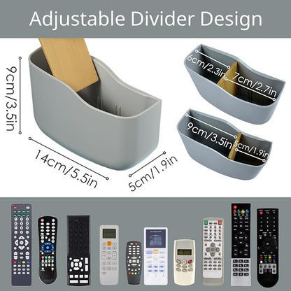 LINFIDITE 2 Pack TV Remote Holder Wall Mount Remote Control Holder for Bed Universal Bedside Wall Remote Holder Caddy Organizer Hole-Free Remote Control Holder (For 2 Or 3 Remote Controls–Gray
