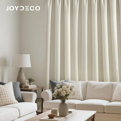 Joydeco White Velvet Curtains 90 Inches 2 Panels, Luxury Thermal Insulated Soft White Curtains for Bedroom & Living Room, Room Darkening Velvet Drapes, Rod Pocket (52W x 90L)