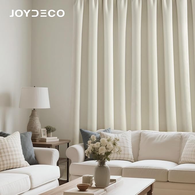 Joydeco White Velvet Curtains 108 Inches 2 Panels,Luxury Thermal Insulated Soft White Curtains for Bedroom & Living Room, Room Darkening Velvet Drapes, Rod Pocket (52W x 108L)