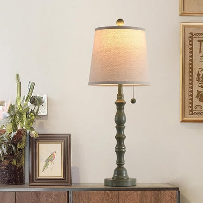 Terpsichore Lamps for Living Room Modern Farmhouse Table Lamp Bedside Reading Lamps Set of 2 Night Stands Bedroom Night Lamp,with Fabric Lamp Shade (Turquoise, High 26.25 Inch)