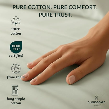 Egyptian Cotton Twin XL Size Sheets Set, Mineral