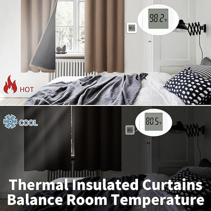BGment Thermal Insulated 100% Blackout Curtains for Bedroom with Black Liner, Double Layer Full Room Darkening Noise Reducing Grommet Curtain (42 x 72 Inch, Taupe, 2 Panels)
