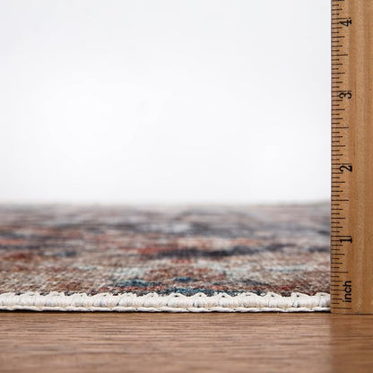 Bloom Rugs Washable Non-Slip 5' x 7' Rug - Orange/Black Traditional Area Rug for Living Room, Bedroom, Dining Room, and Kitchen - Exact Size: 5' x 7'