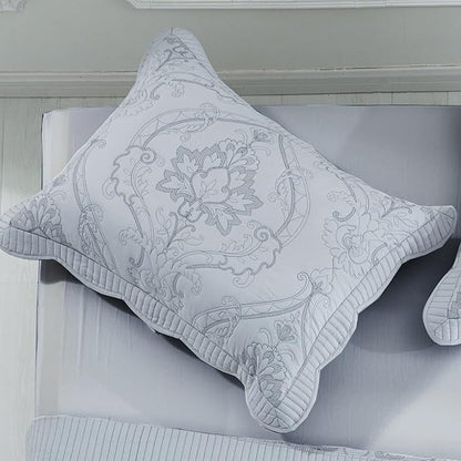 CHIXIN Microfiber Standard Pillow Shams Set of 2 - Quilted Decorative Pillow Covers - Light Grey - Size (20" x 26")