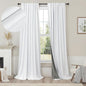 White Linen Textured Blackout Curtains 94 Inches Long 2 Panels Burg Coastal Bohemian Floor Length Curtains for Patio Door Dorm Back Tab Pleated Curtain for Living Room Divider Bedroom Window Treatment