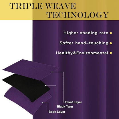 NICETOWN Patio Door Curtain Sound Blocking, Bedroom Privacy Room Divider Curtain, Thermal Insulated Blackout Closet Sliding Door Shade (1 Panel, 100" Wide x 120" Long, Royal Purple)