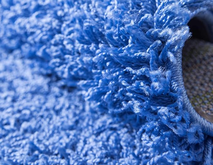 Unique Loom Solid Shag Collection Area Rug (8' Round, Periwinkle Blue)