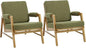 HEAH-YO Modern Accent Chair Set of 2, Upholstered Boucle Fabric Living Room Chair with Wooden Frame, Comfy Armchair with Thick Cushion for Bedroom Balcony, Green