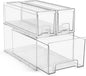 Sorbus 1 Large & 2 Small Clear Stackable Storage Drawers – Plastic Organizer Bins with Handles – Stackable Pull-Out Storage Drawers for Closet, Pantry, Office, Bathroom, Craft, and Toy Organization