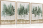 LHIUEM Foggy Pine Tree Framed Canvas Wall Art,Abstract Green Forest Wall Decor,Watercolor Nature Misty Forest Art Print for Living Room, Bedroom,Dining Room, Office-16''x24''x3