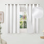 Short Blackout Curtains 54 Inch Length 2 Panels, Thermal Insulated Total Light Blocking Linen Window Curtains for Bedroom Basement Farmhouse Privacy Noise Reducing, Grommet, White, Each 52" Wide
