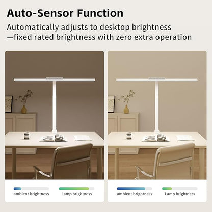 Desk Lamp with Clamp, LED Eye-Caring Clip on Desk Lights for Home Office, Tall Touch Control Dimmable Computer Light with Color Changing, 24W Brightest Architect Desktop Lamp for Screen, White